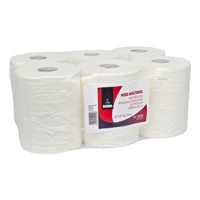 774728: Midi centerfeed multirol - tissu pur - 2 plis - 160 m x 25 cm - BLANC - 6 rouleaux