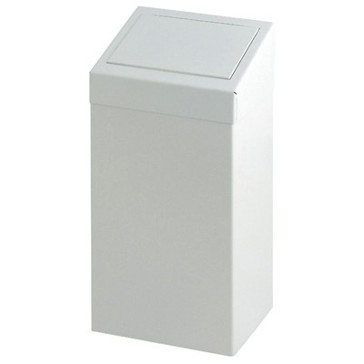 774956: Poubelle métal avec couvercle à pousser - 50 l - BLANC