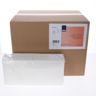 775210: Serviettes - tissu pur - 2 plis - 33 x 33 cm - BLANC - 2000 pièces (8x250)