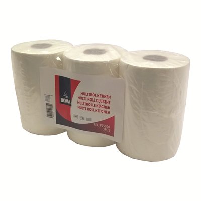 775300: Essuie-tout / multirol - tissu pur - 2 plis - 280 coupons - gaufré - BLANC - par 3 rouleaux