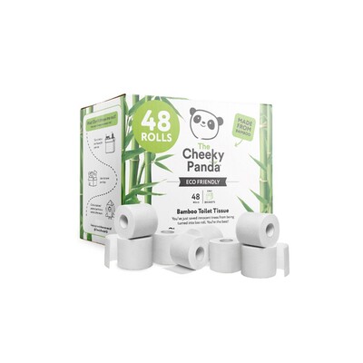 776002: Papier toilette traditionnel - tissu de bambou - 3 plis - 24 m - 200 feuilles - BLANC - 48 rouleaux - Cheeky Panda
