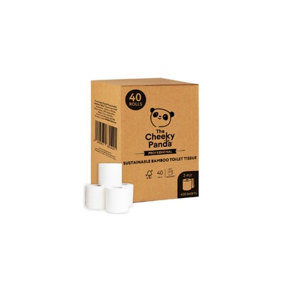 776003: Papier toilette traditionnel - tissu de bambou - 2 plis - 48 m - 400 feuilles - BLANC - 40 rouleaux - Cheeky Panda