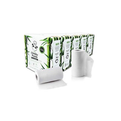 776006: Rouleau de cuisine - tissu de bambou - 2 plis - 100 feuilles - gaufré - BLANC - 5 x 2 rouleaux - Cheeky Panda