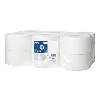 779328: Tork Advanced Toilet Paper Mini Jumbo Roll - 1 ply - 240 m x 10cm - 12 pices (T-Tork Mini Std ) - 110163
