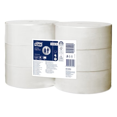 779012: Tork Toilet Paper Jumbo Roll - 2 plis - 360 m x 9.4 cm - BLANC - 6 pièces - 120272